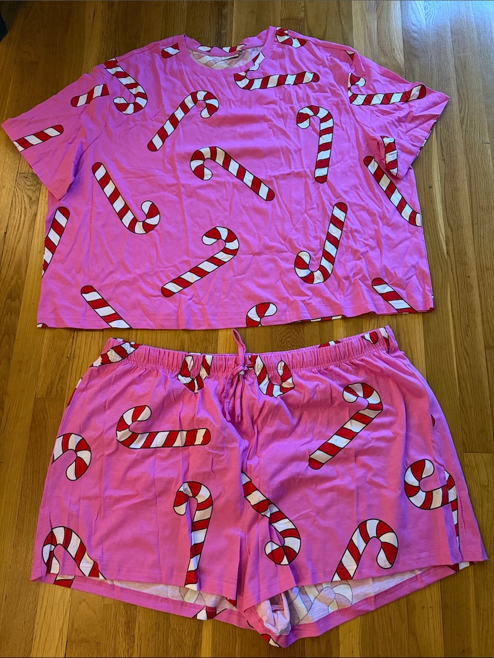 ASOS Design Curve Pink Candy Cane Pajama Set